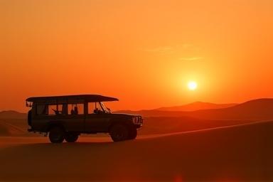 Safari de lujo en desierto al atardecer