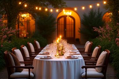 Cena privada en jardín de hacienda