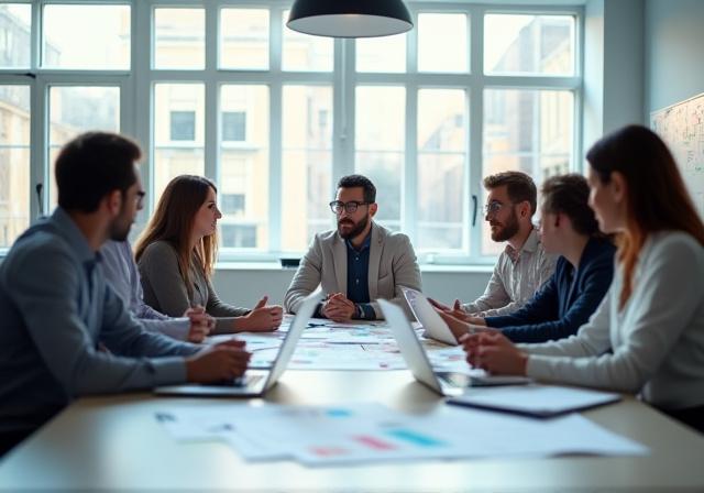 Equipo profesional en sesión de planificación